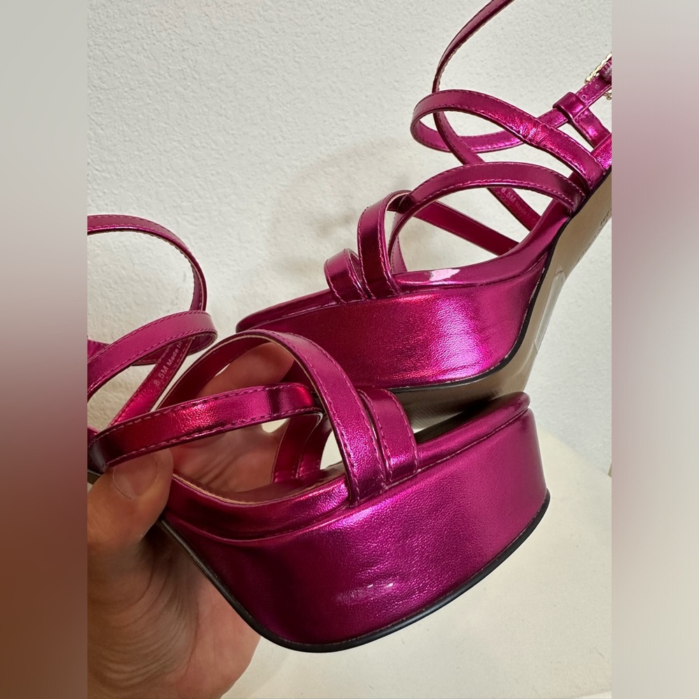 LIKE NEW! KENNETH COLE Allen Strappy Hot Pink Platform High Heel Sandals - Picture 14 of 15